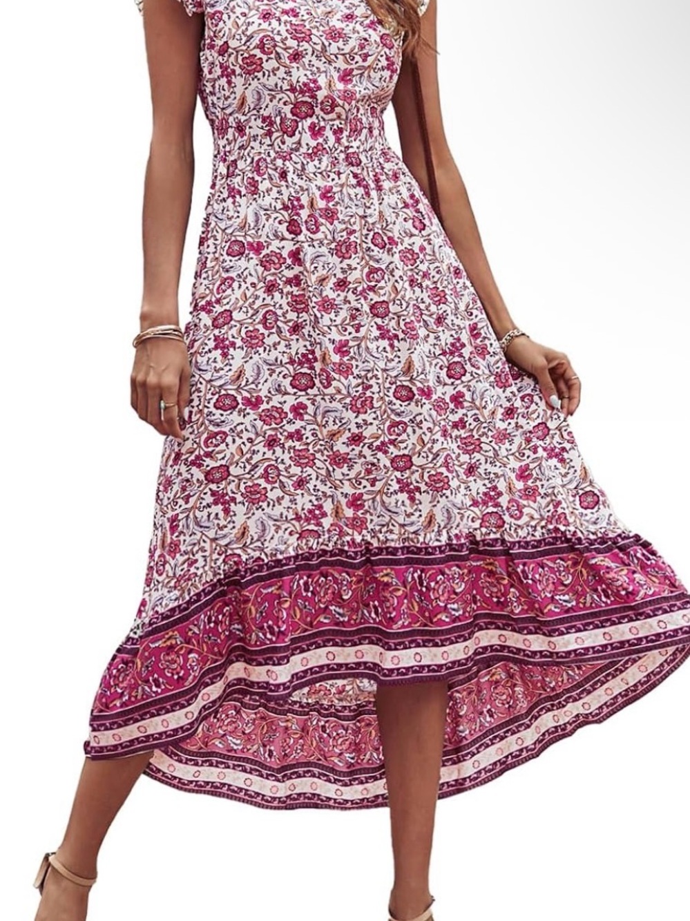 Pink Floral High-Low Summer Dress NWOT